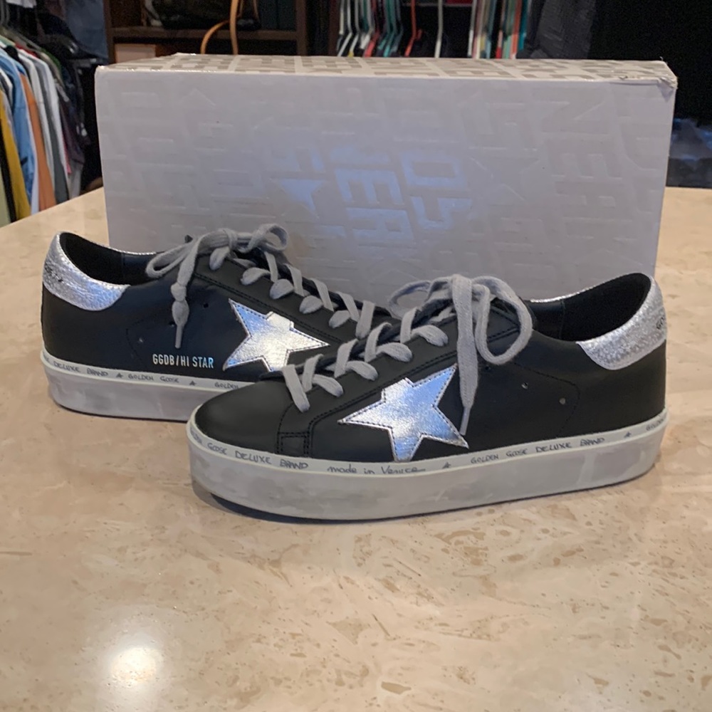 Golden goose black hi star sneakers